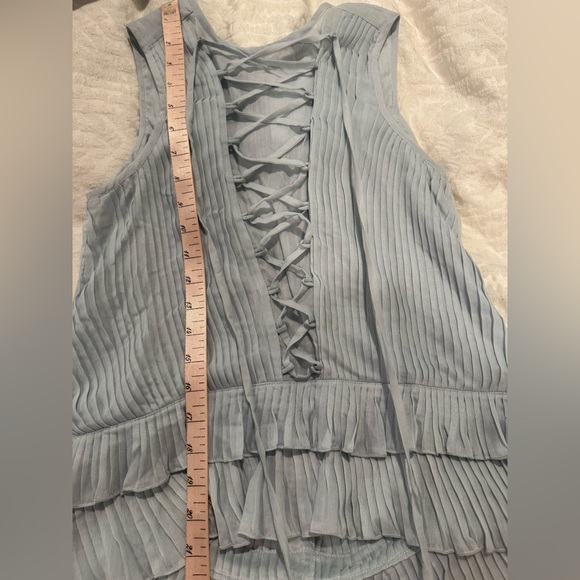 REISS Florrie Eyelet Detailed Sleeveless Blouse ruffled high low pleated tie - Picture 8 of 10